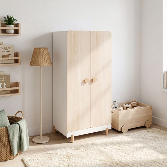 Armoire enfant Vaarentaa 126 x 60 x 41 cm blanc effet chêne