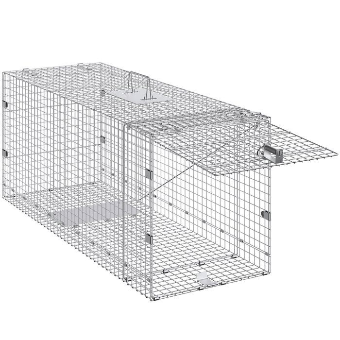 Piège à animaux 1270x508x660mm cage pliable galvanisé capture sans douleur - Argent
