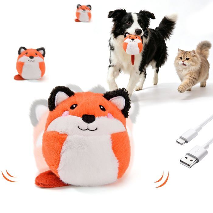 Jouet Interactif Mobile pour Chiots/Chats Balle Rebondissante en Peluche Musique & Enregistrement Jouet - MMCD-ZGL-04822