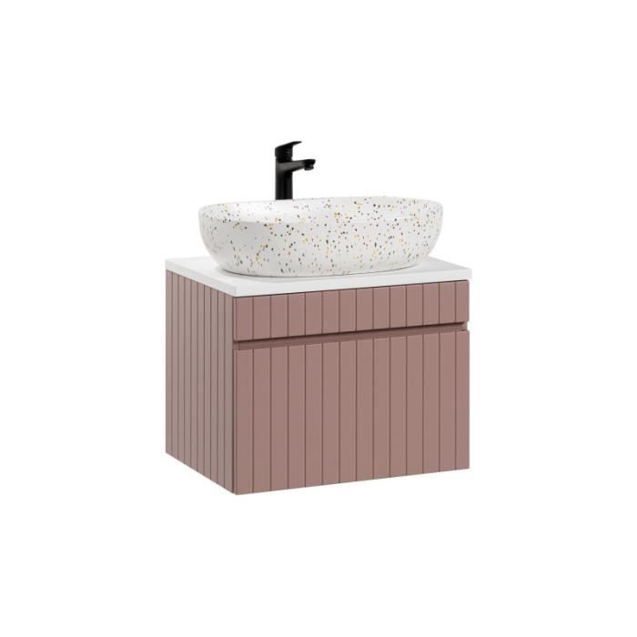 meubles sous-vasque - ensemble meuble vasque à poser - 60 cm - emblematic rose