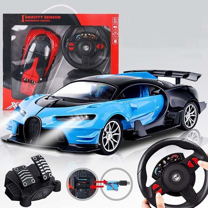 Voiture télécommandée Bugatti noir et bleu pour enfant • Voitures