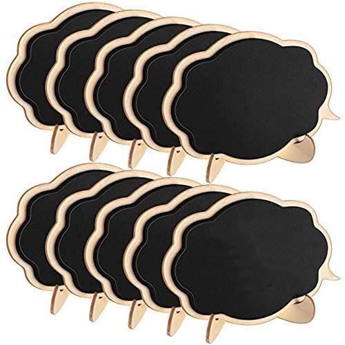 24 Mini Ardoises Avec Supports - Ardoises Noires 10x7,5 Cm - Marqueurs Craie Et Autocollants - Pour Buffet, Étiq. Alimentaires