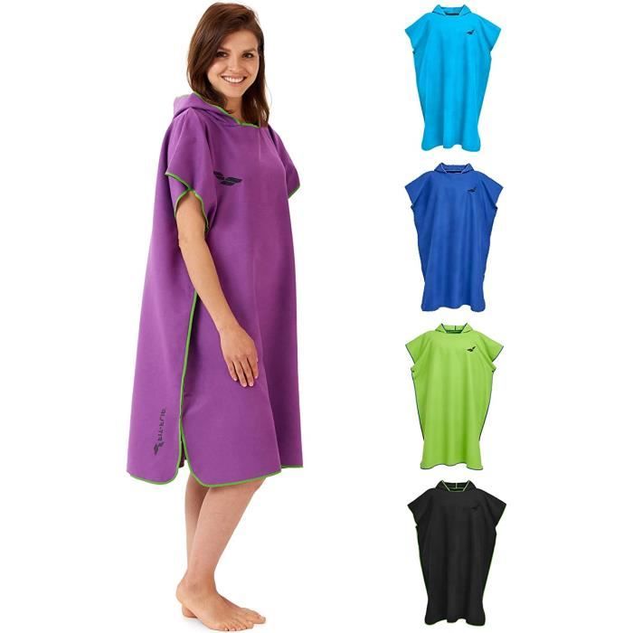 Fit-flip Poncho Piscine Microfibre – Serviette Adulte Compacte Légère Bain Femme Homme Taill