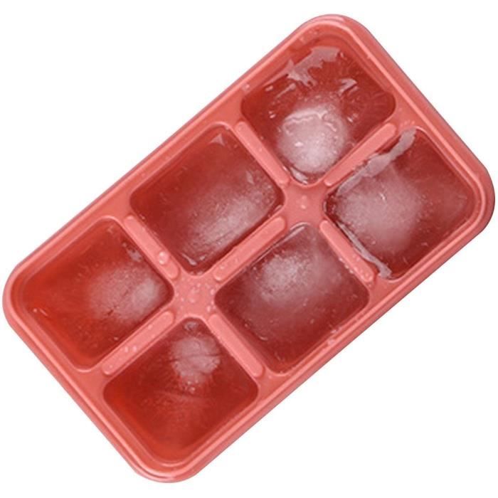 Bac À Glaçons En Silicone - 6 Glaçons Roses - Avec Couvercle - Sans Bpa