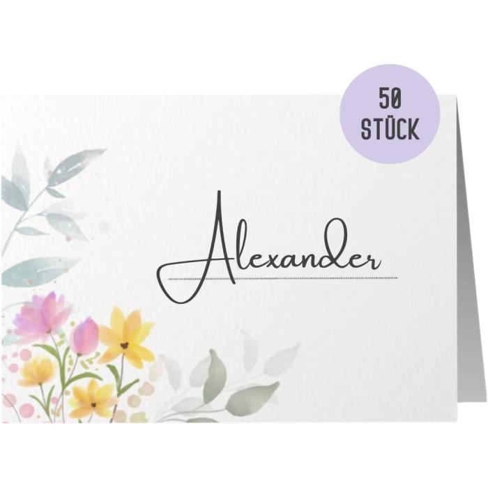 Cartes Place Mariage Lot De 50 - 90x50mm - Motif Eucalyptus Vert Clair - Élégant Et Naturel