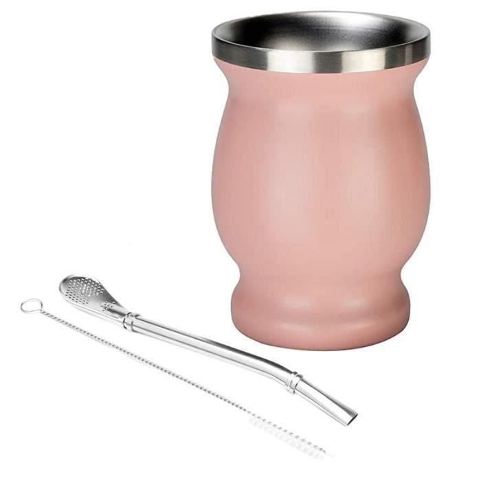 Gourde à Maté (Mate Cup) En Acier Inoxydable 304 Double Paroi - Capacité 8 Oz (environ 240 Ml) - Isotherme