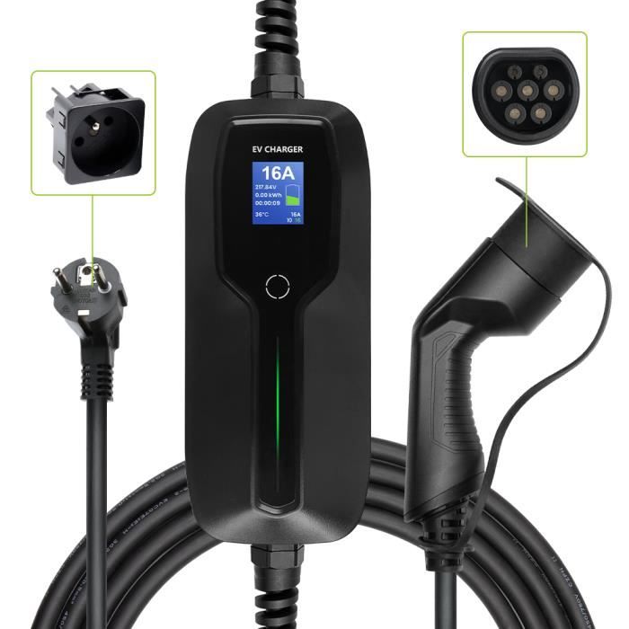 Chargeur EV Portable 3.6 kW 16A pour voiture électrique