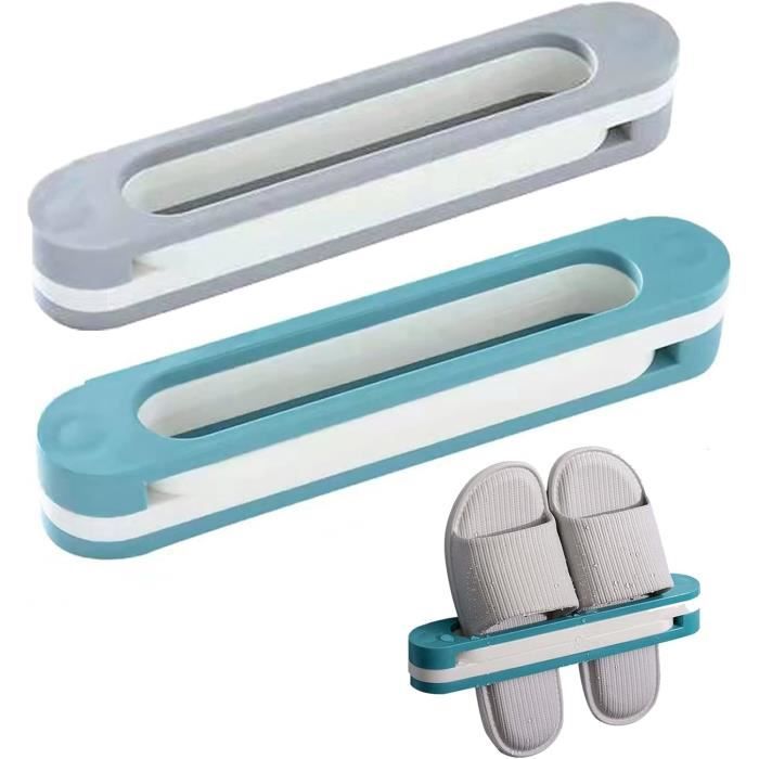 Étagère à chaussures - Non spécifié - Pliable 3 en 1 - Plastique - Étanche - Gris et Bleu