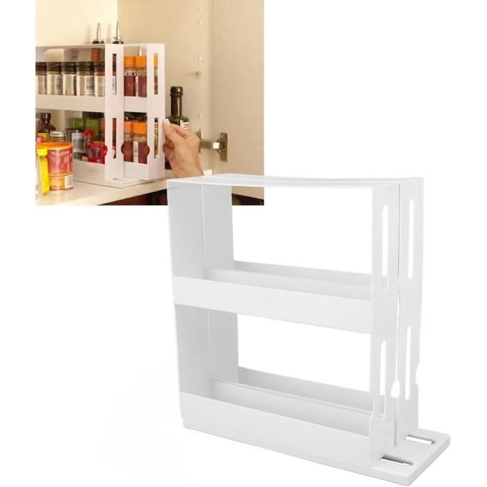 Étagère À Épices Coulissante À 2 Niveaux, Étagère À Épices Rotative