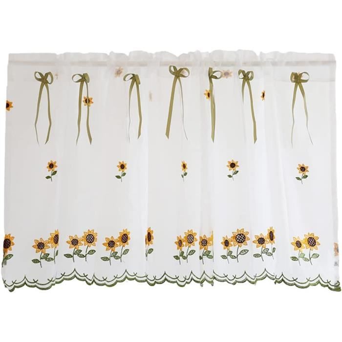 Rideau Voilage Brise-bise Rideaux Court Cuisine Romantique Broderie de ...