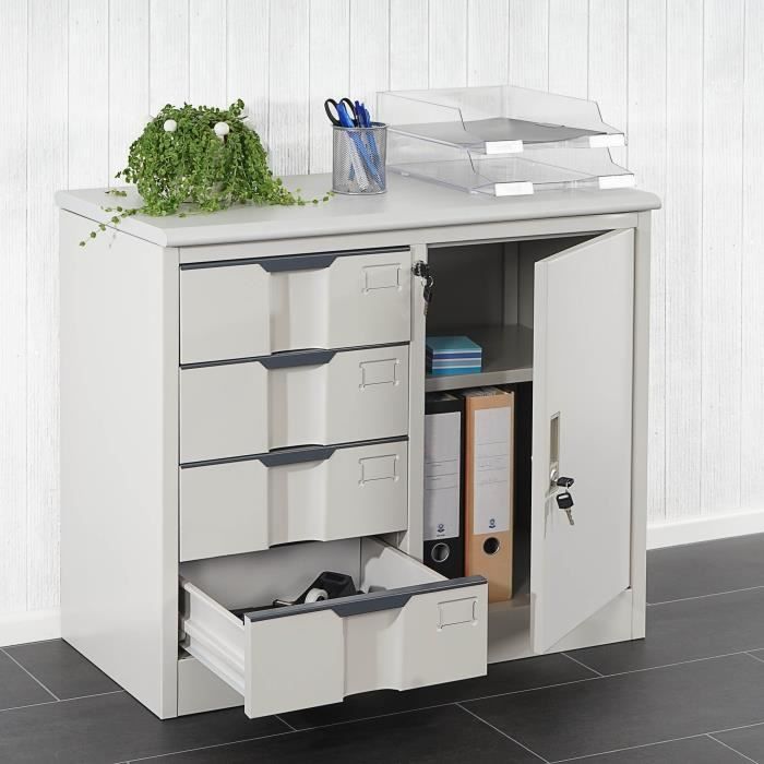 Armoire bureau 4 tiroirs porte rangement classeur Cdiscount Maison