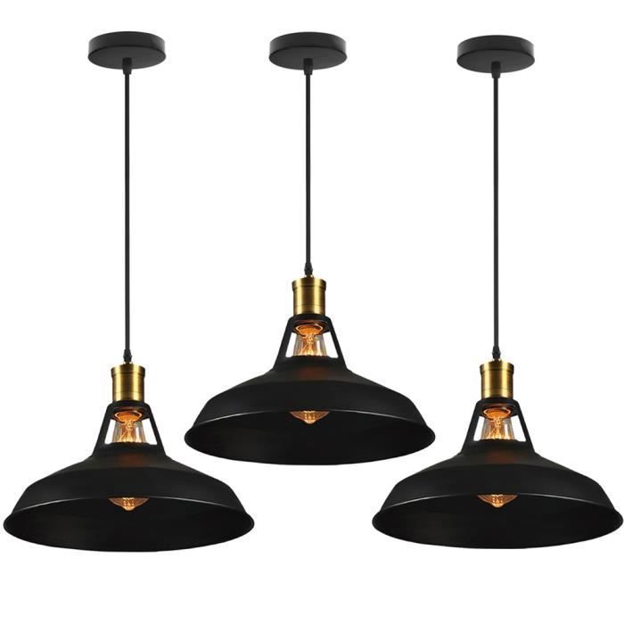 Suspension industrielle en métal Lustre - WOTTES - UNI - 3 ampoules - Culot E27 - Design élégant