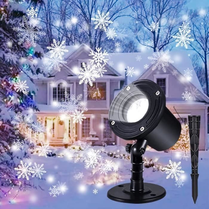 Projecteur De Noël, LED Lumière blanche de Projecteur de flocon de neige, Lumière  Extérieur-Intérieur, IP65 étanche, Lumière [O54] - Cdiscount Maison