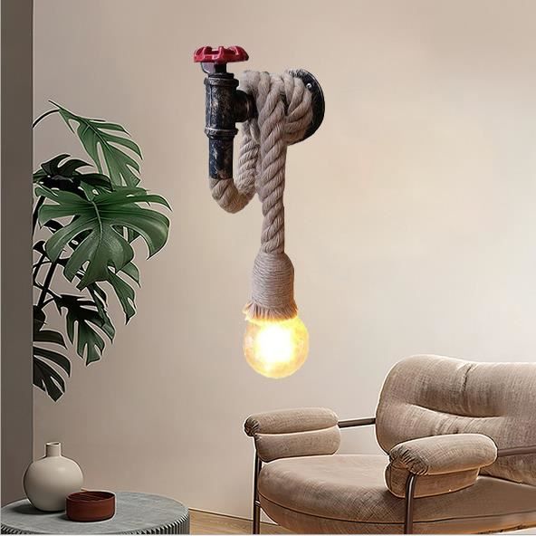 Yowei Lampe Murale Vintage en Corde de Chanvre Applique Murale