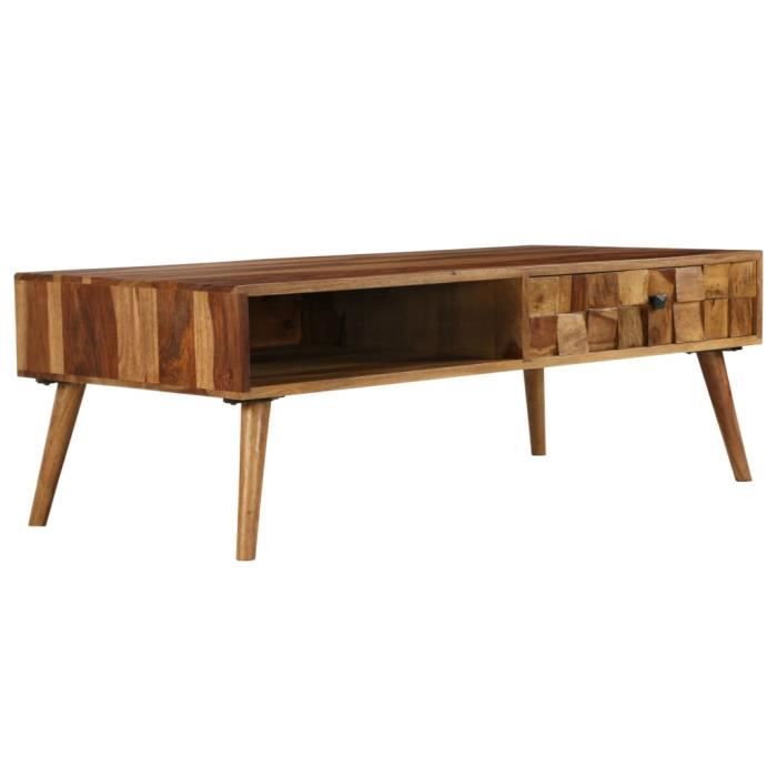 142®Best Meuble Table basse Décor Nouveau - Bout de Canapé Table dappoint Pour Salon Bois Sesham massif avec finition miel 110x50x3