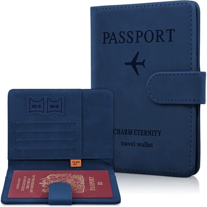 Protege Passeport, Voyage Accessoires Organisateur de Documents, Passeport Portefeuille à Blocage RFID pour Hommes et Femmes, Cartes