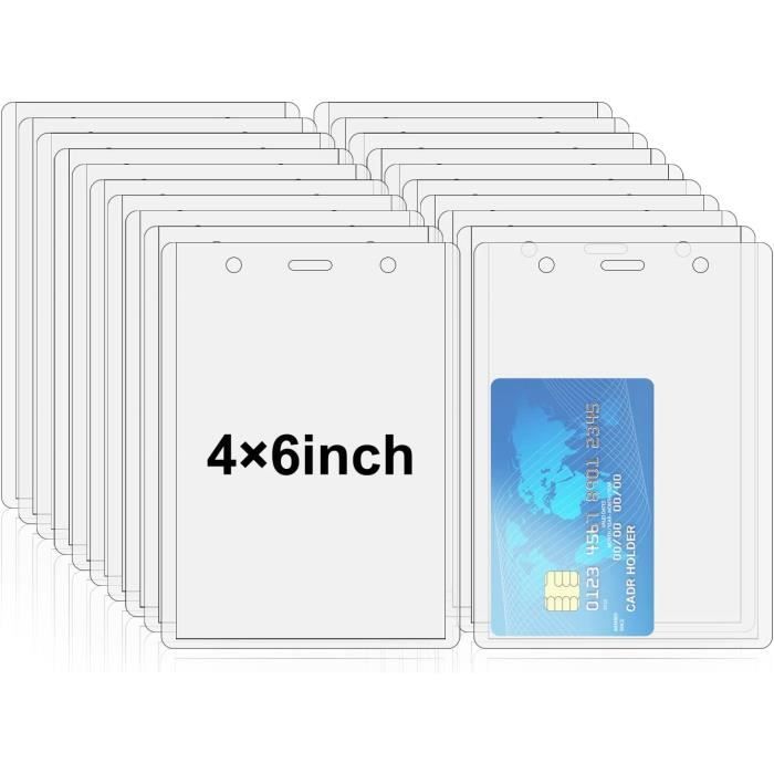 Wisdopro Porte-badges Vertical Double-face En Cuir PU Avec Lanière De