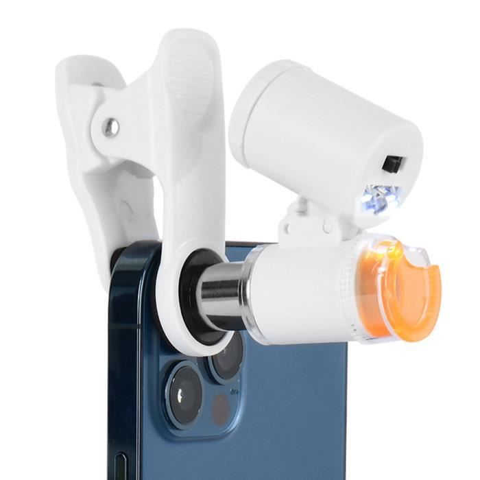 Mini Microscope 60X Avec Clip Téléphone Et Lumière LED UV - Loupe Portable Pour Détection Et Observation