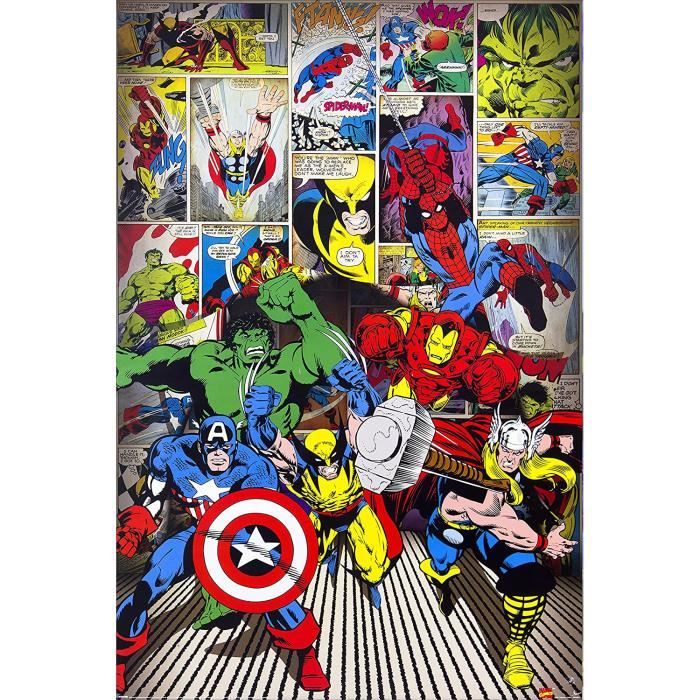 1art1 59150 Poster Bandes Dessinées Marvel Super-Héros 91 x 61 cm 