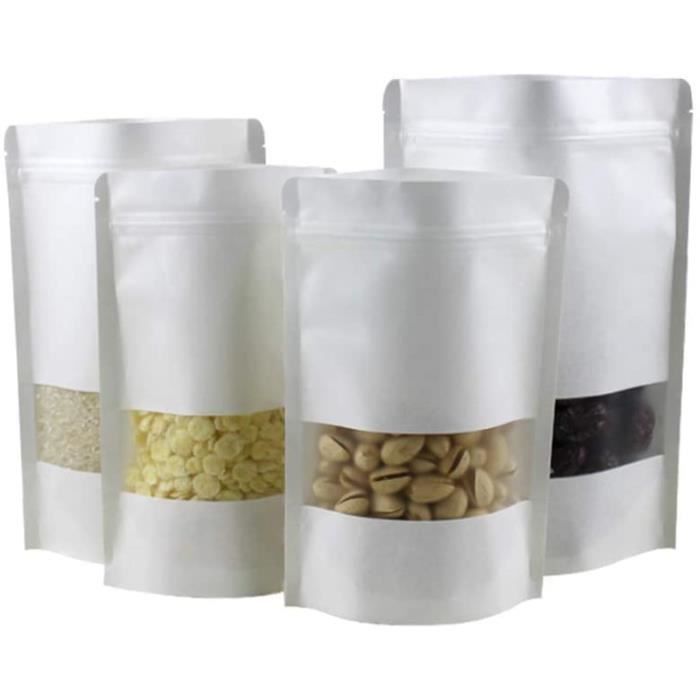 Sacs alimentaires en papier kraft à fermeture éclair réutilisablesSacs