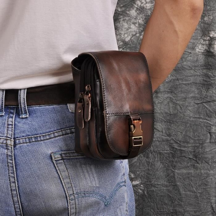 Petite sac banane en cuir pour homme