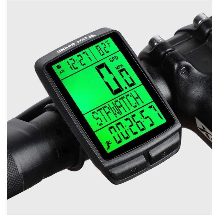 Compteur Vélo sans Fil VTT, Multifonction IP7 Waterproof Compteur  Kilométrique avec LCD Numérique
