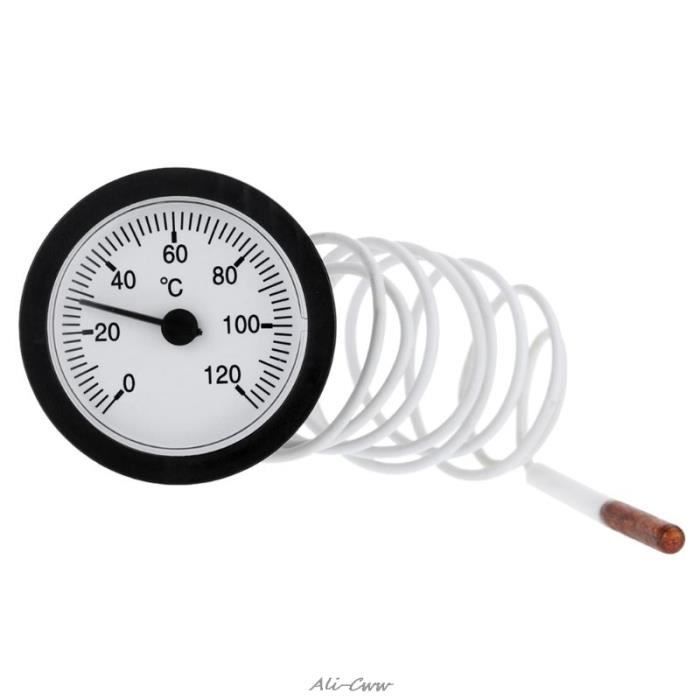 Thermomètre à Cadran Professionnel 0-120°C Avec Sonde Capillaire 1 M | Pour Eau, Huile, Liquides | Sonde En Laiton, Lecture Facile - 3