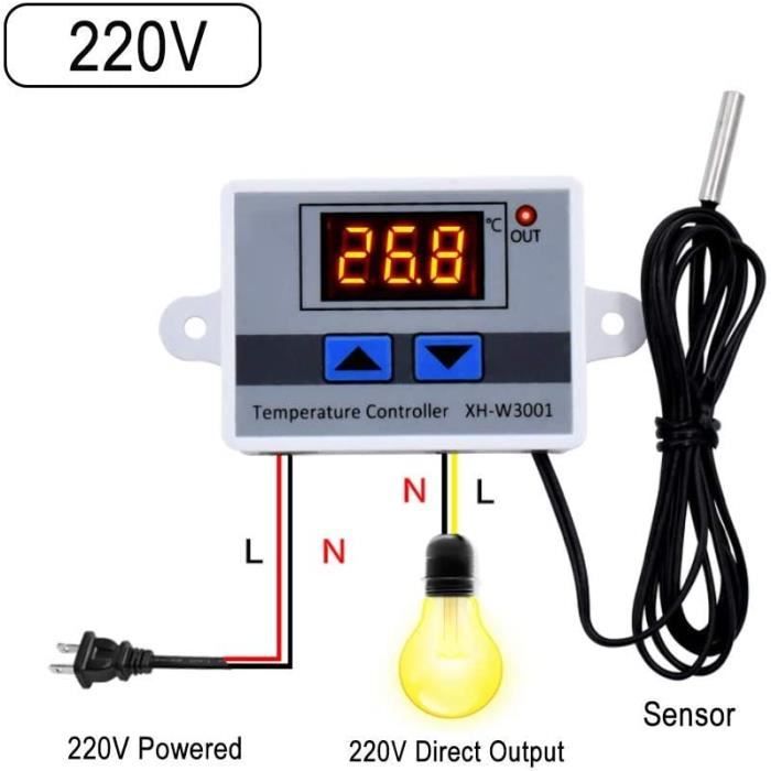 Module de contrôleur de température à LED 220 Digital, commutateur de Thermostat XH-W3001 avec sonde étanche