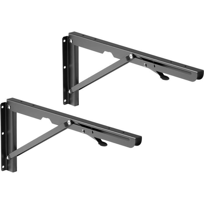 Set De 2 Consoles Murales ML Design - Équerre Support étagère, Acier Noir, Longueur Au Choix