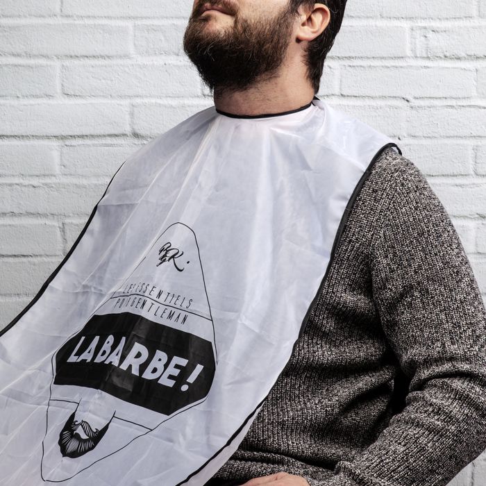 Tablier à Barbe - COSMETIC CLUB - Ventouses - Encolure Réglable - Blanc et Noir