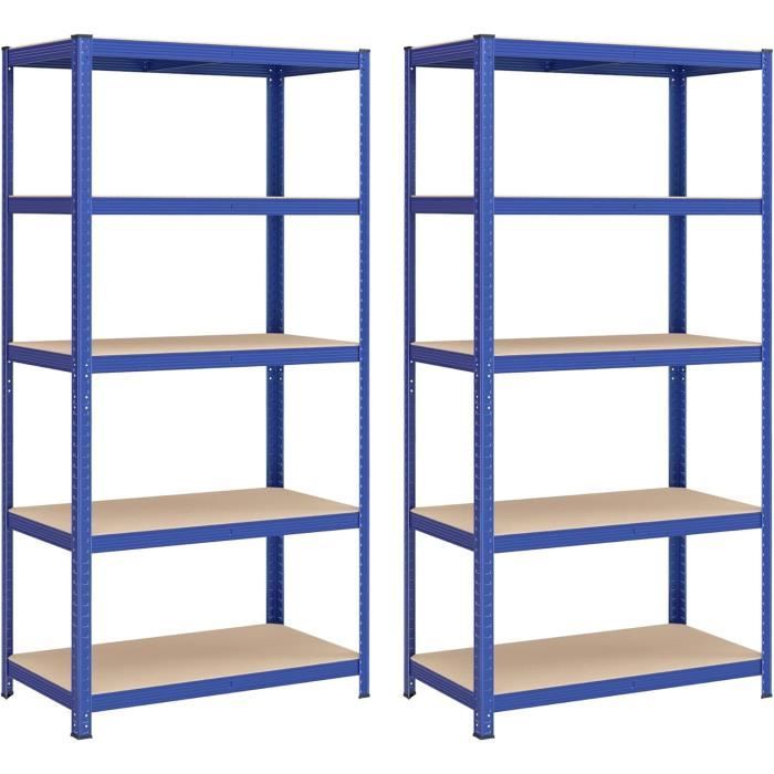 Étagère Métallique 7 Niveaux 230 X 80 X 40 Cm - Capacité 125 Kg Par Plateau - Couleur Bleu - Pour Garage, Cave, Atelier