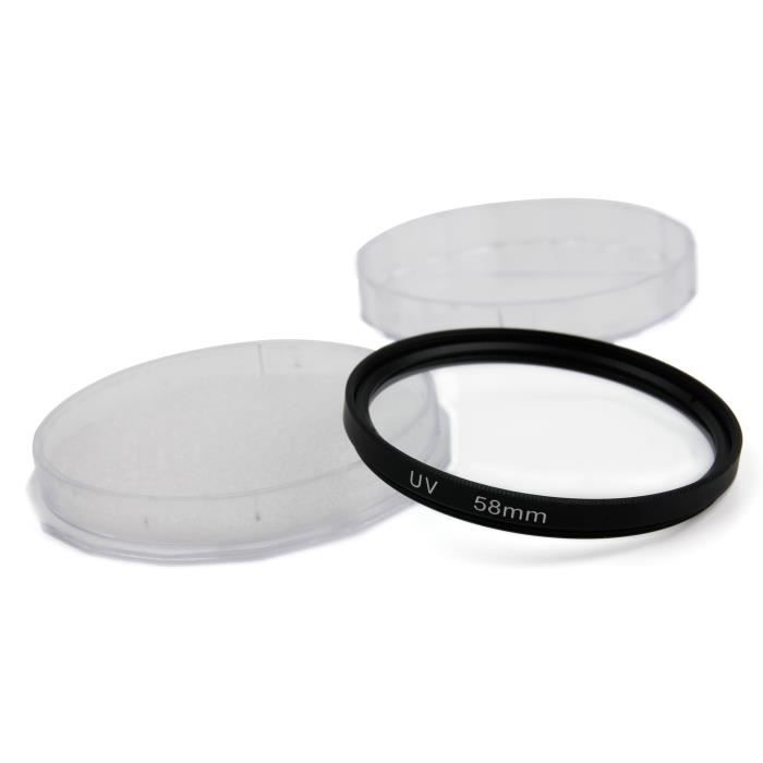 Filtre UV 58mm - Filetage Universel - Protection Objectif Appareil Photo - Métal/verre - Noir