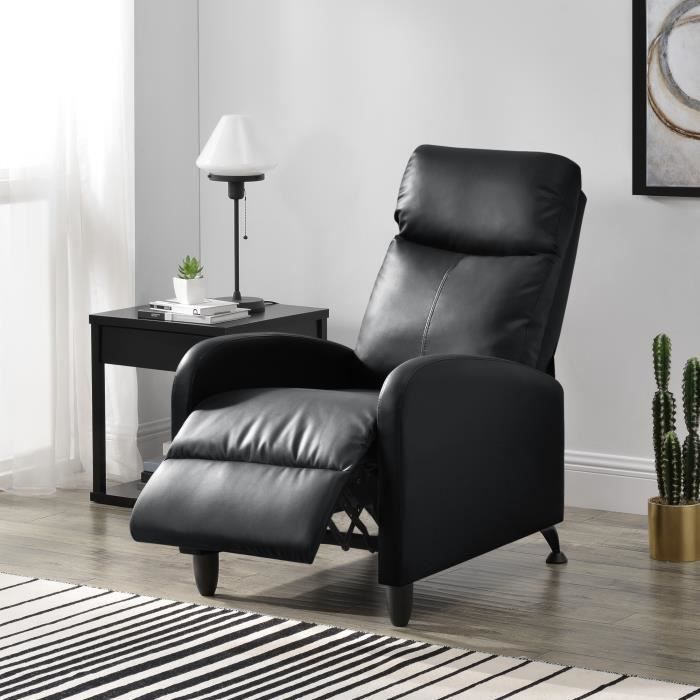 fauteuil relaxant bregenz inclinable et repose-pieds similicuir noir