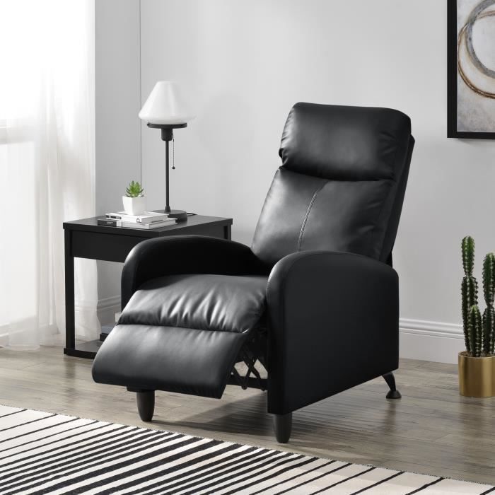 Fauteuil Relaxant Bregenz Inclinable et Repose-Pieds Similicuir Noir