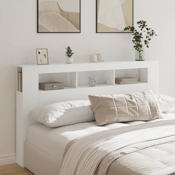 Tête de lit - ESTINK - 180x185x1035 cm - Bois dingénierie - LED RVB - Design contemporain