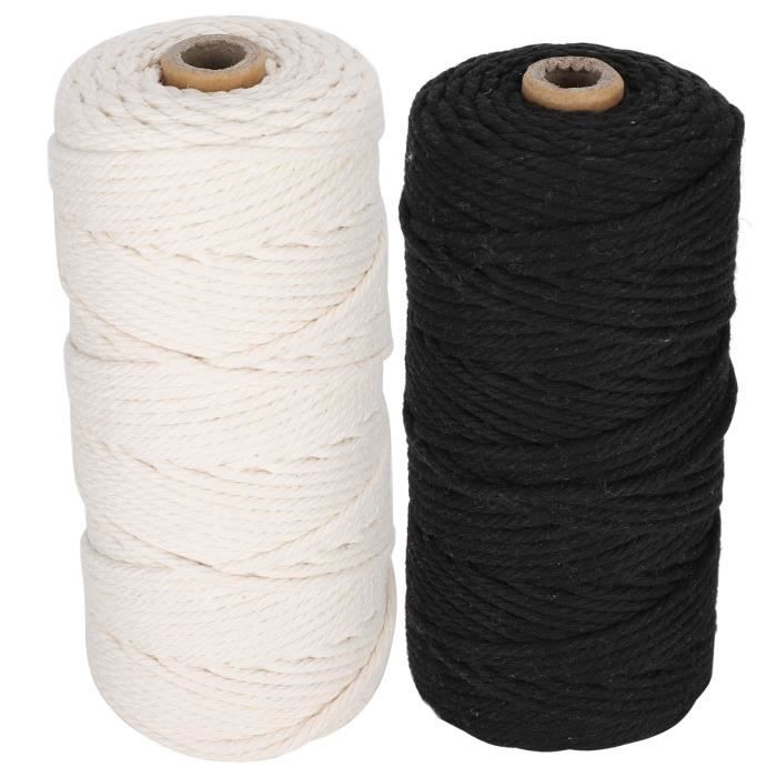 Corde En Coton Tressé Noir - 10 Mètres X 8 Mm - Multiusage Décoration, Suspension, Bricolage - 8