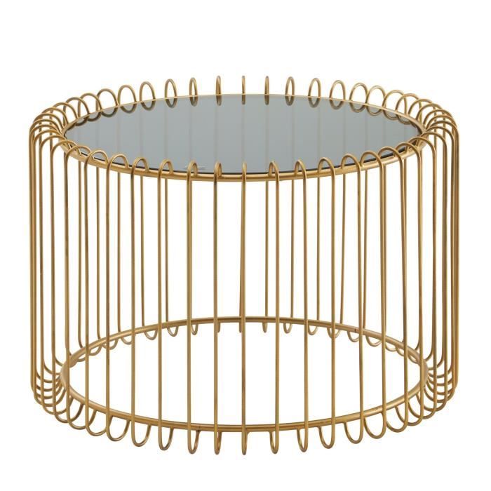 FineBuy Table Basse Ronde Verre 60x60x40 cm Petite Table de Salon Moderne Métal [d'or]