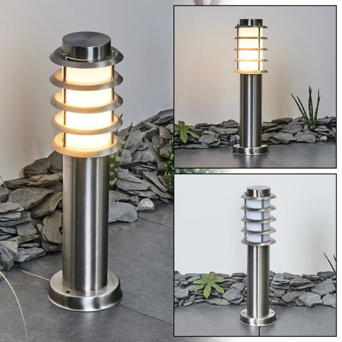 Lampe de socle - HOFSTEIN - Virco - Métal/plastique - Nickel mat/Blanc - E27 IP44 Lampe de socle - HOFSTEIN - Virco - Métal/plastique - Nickel mat/Blanc - E27 IP44