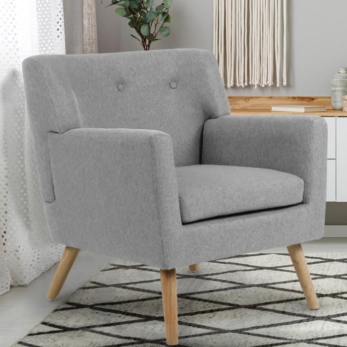 IDMARKET Fauteuil scandinave LIV en tissu gris chiné IDMARKET Fauteuil scandinave LIV en tissu gris chiné