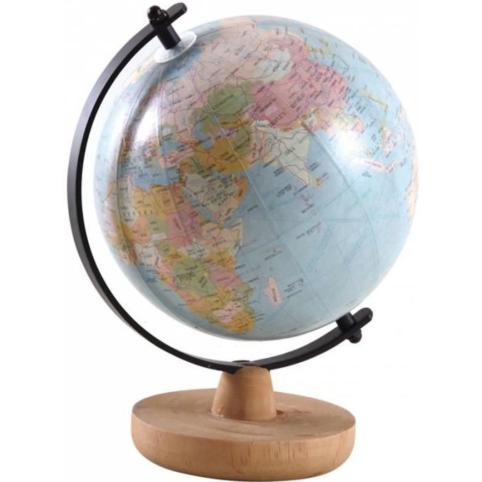 Globe terrestre en bois décoratif