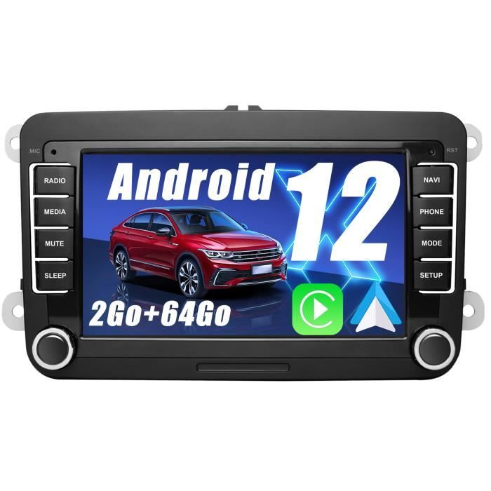Junsun Autoradio Android 12 2Go+64Go pour Golf 5 6 VW Passat Polo Seat Skoda 7'' écran Tactile Carplay Android Auto RDS GPS WiFi