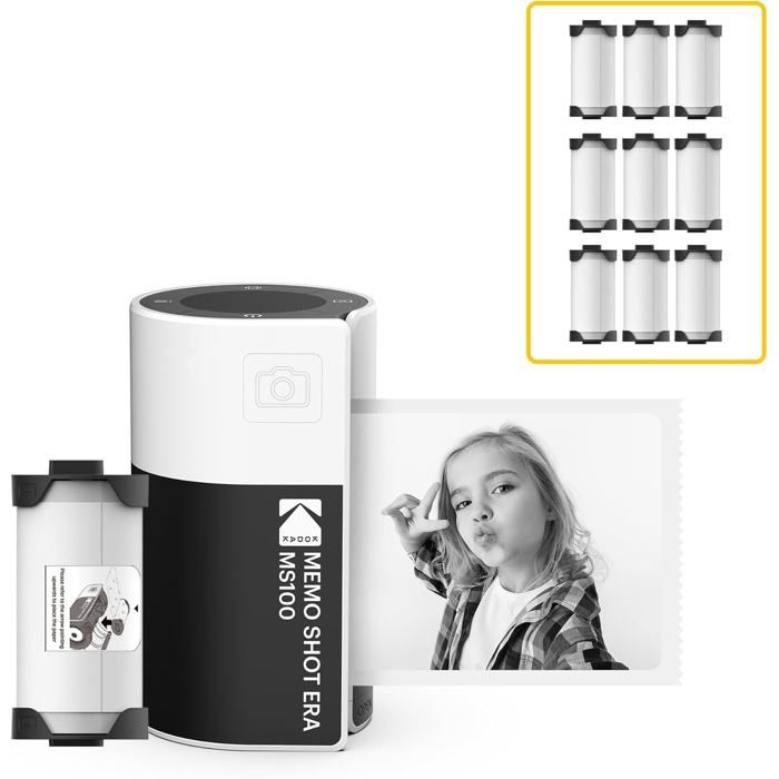 KODAK Memo Shot ERA MS100 BNDL - Imprimante Photo Autocollante 2.7x1.8 Bluetooth iOS/Android Cartouches Appli Incluse - Blanc KODAK Memo Shot ERA MS100 BNDL - Imprimante Photo Autocollante 2.7x1.8 Bluetooth iOS/Android Cartouches Appli Incluse - Blanc