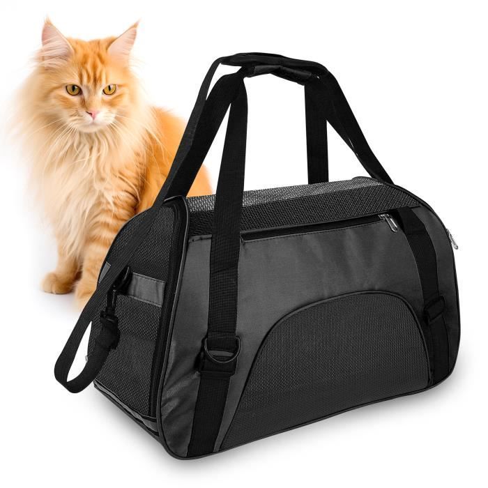 Meilleurs prix pour MASBRILL Sac Transport Chat, Sac Transport Chien Respirant et Pliable, Caisse de Transport Chat avec Bandoulière Réglable, Noir