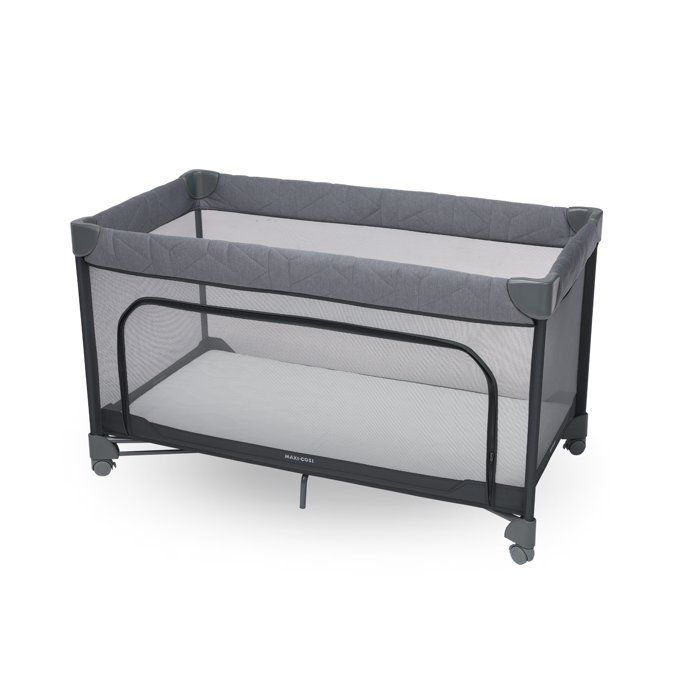 MAXI-COSI Merlin Lit bébé Lit parapluie Pliage à une main en une seconde 4 roues accès lateral 0-4 ans(18kg) Elegance graphite
