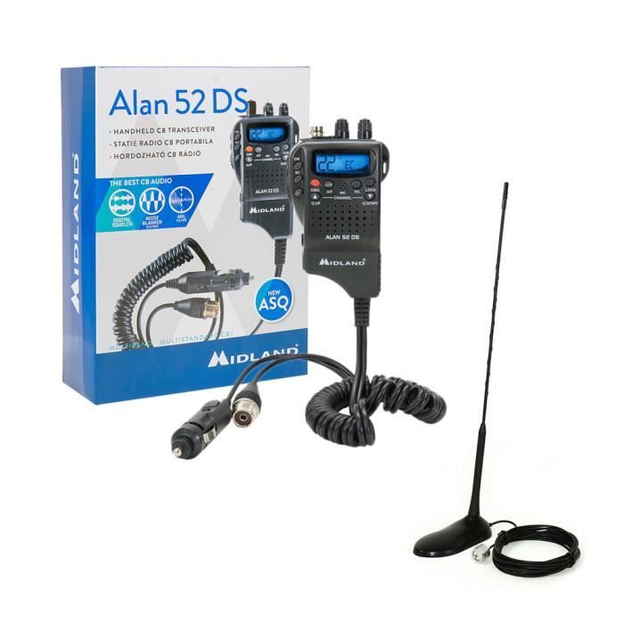 Midland Mid de pack51/ Radio CB Alan 78/  ml145/ antenne avec cble 1/ DIN Coque kit Noir