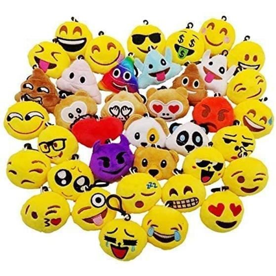 45 pcs Mini Emoji Porte-cles Smileys en Peluche Sac Pendenti