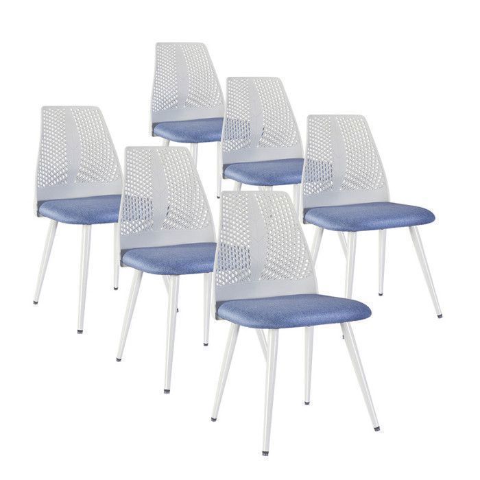 Chaises salle a manger lot de 6 Charge Max. 150 kg Scandinaves Assise Rembourrée et Pieds Métalliques Chaise Cuisine
