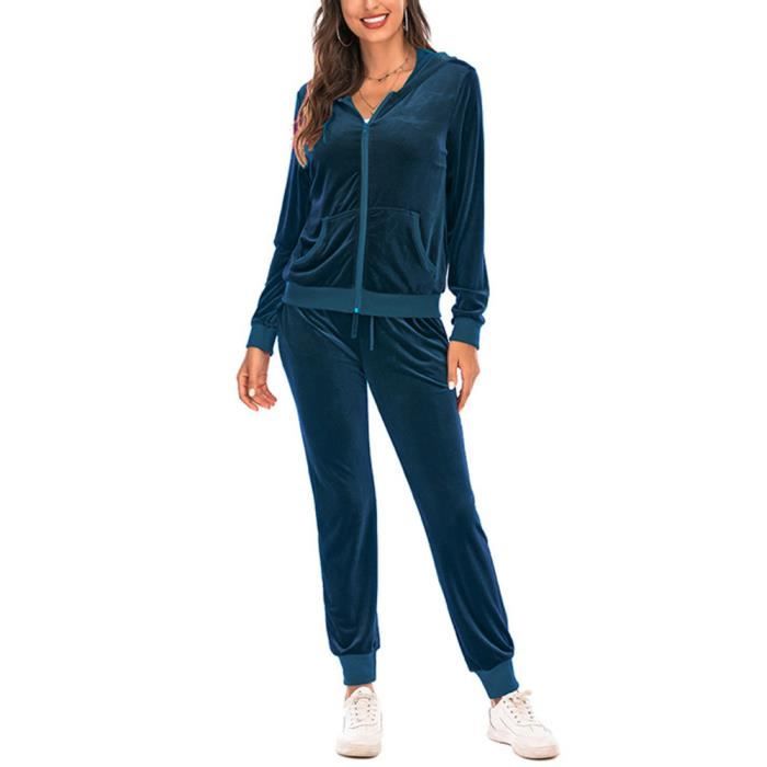 RAIKOU Survêtement Femme Ensemble Velours Sportswear Sweat Zippé Jogging  Sport Pyjama 2 Pièces Noir Noir - Cdiscount Prêt-à-Porter