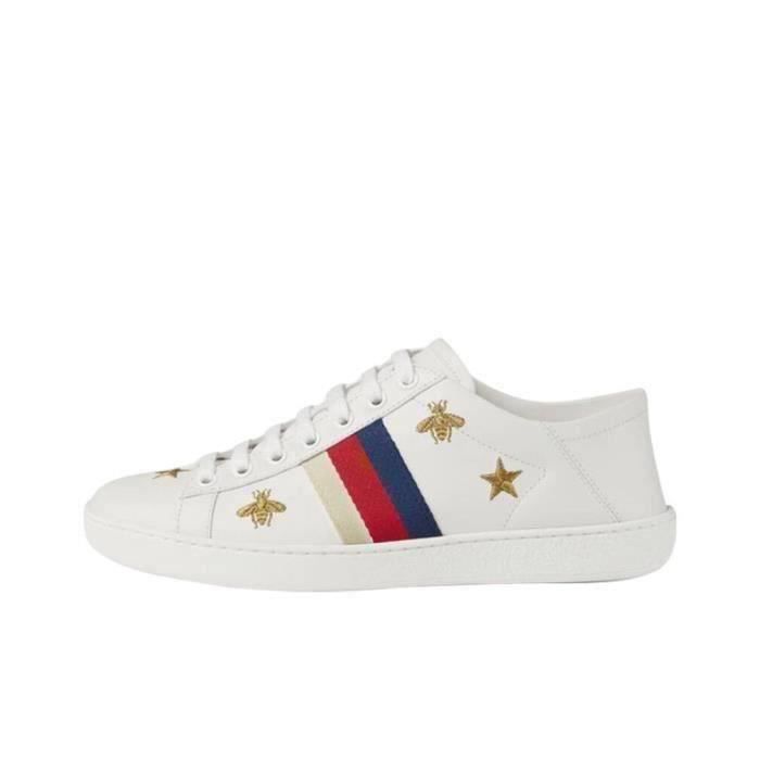 Basket Guccis Abeille Femme Homme Chaussure Sneakers Blanche Pas Cher