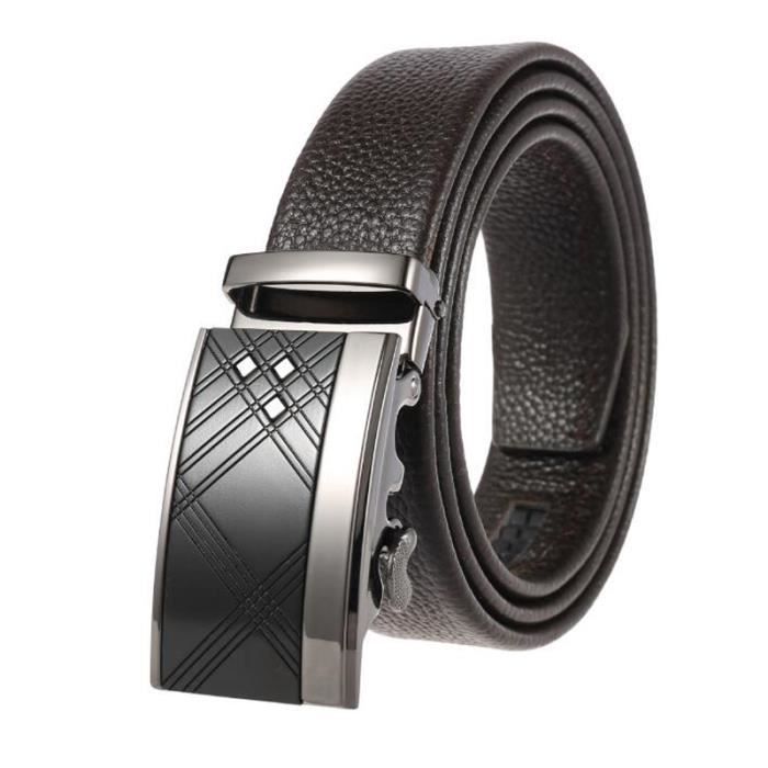 Luxe Ceinture Homme D Affaires Decontractee Large Ceinture En Cuir Boucle Automatique Business Marron Blanc Achat Vente Ceinture Et Boucle Cdiscount